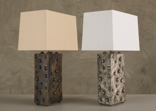 BC WORKSHOP MARBLED VERTICAL STUDDED LAMP BY LIKA MOORE