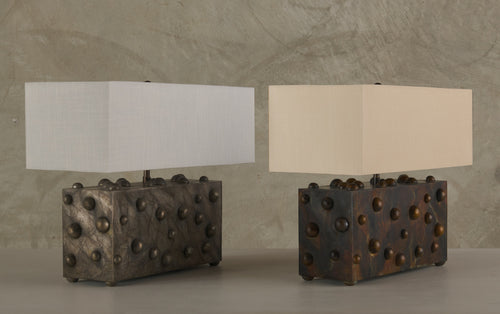 BC WORKSHOP SILVERED LARGE STUDDED LAMP BY LIKA MOORE