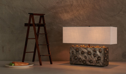 BC WORKSHOP SILVERED LARGE STUDDED LAMP BY LIKA MOORE