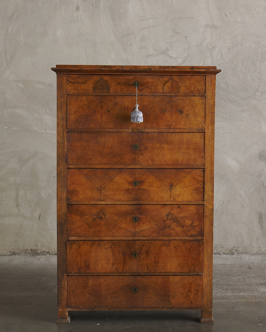 BIEDERMEIER INLAID TALL CHEST, c1840