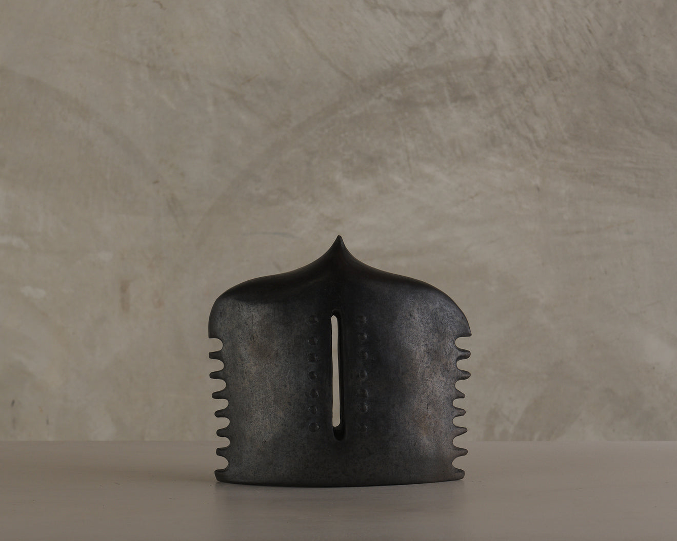 BLACK CLAY VESSEL BY ROSITA RELAMPAGO TITLED 'DRYSILVERSPIKY'