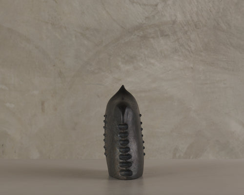 BLACK CLAY VESSEL BY ROSITA RELAMPAGO TITLED 'DRYSILVERSPIKY'