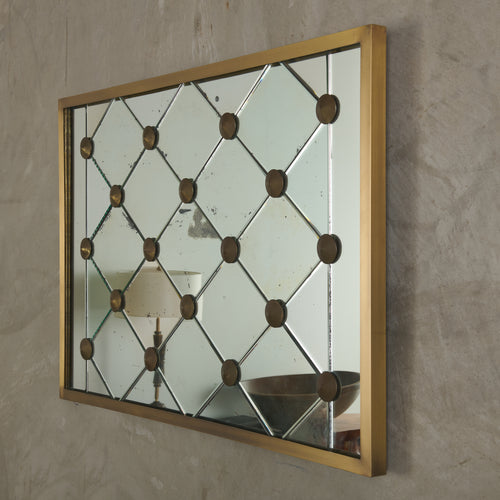 BRASS FRAMED LOZENGE WALL MIRROR