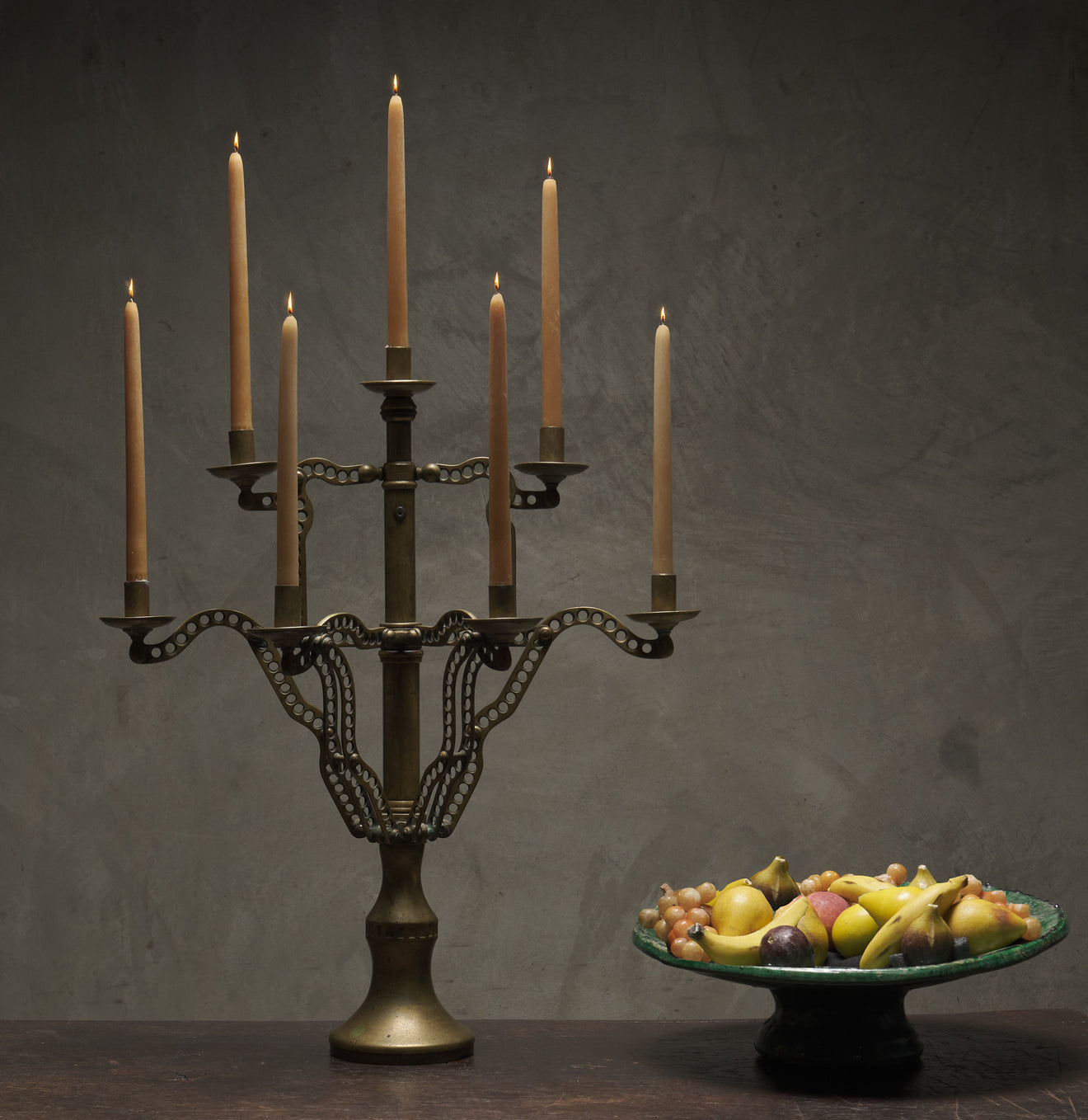 BRASS MACHINED COLLAPSIBLE CANDELABRA, c1890