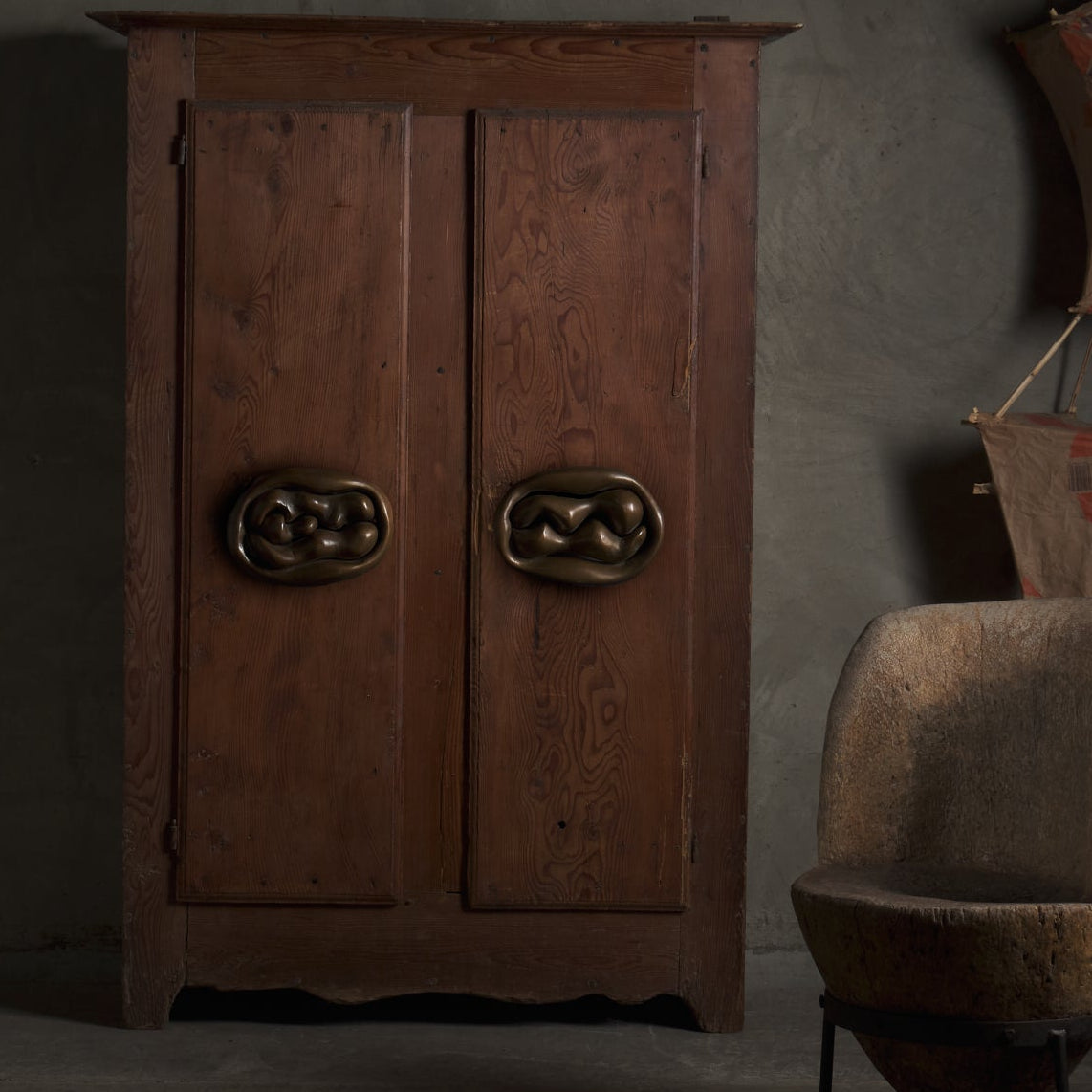 SIGNED BRONZE DOOR HANDLE FROM BAVARIAN VILLA, c1970