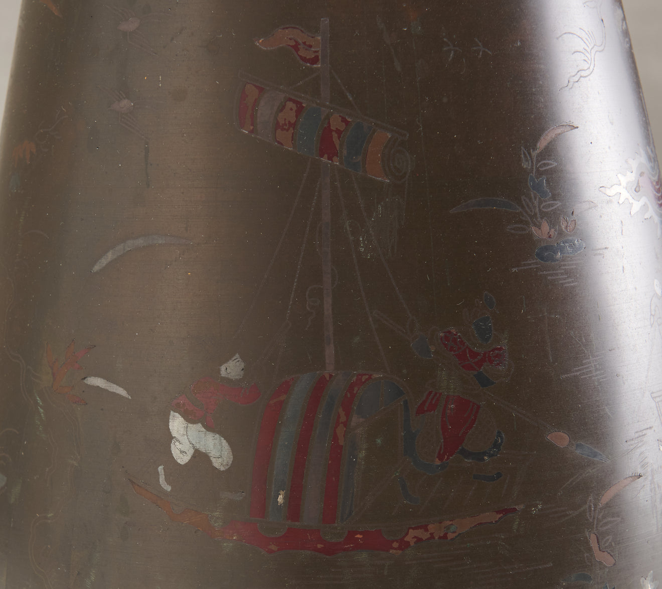 BRONZE VASE WITH SILVER AND COPPER INLAY, VIETNAM, 19TH C