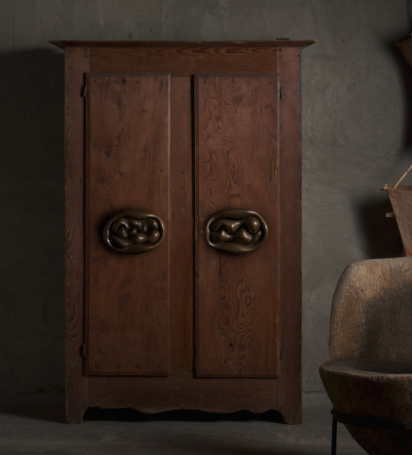 SIGNED BRONZE DOOR HANDLE FROM BAVARIAN VILLA, c1970