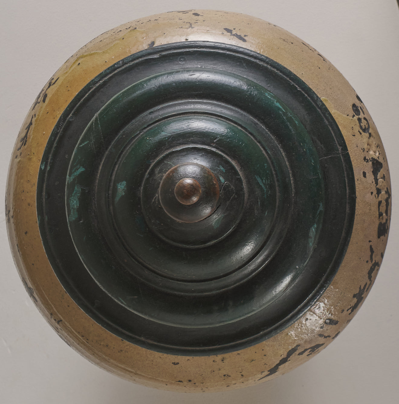 BRITISH STORAGE JAR WITH PERIOD TURNED WOOD LID, late 18th / early 19th C