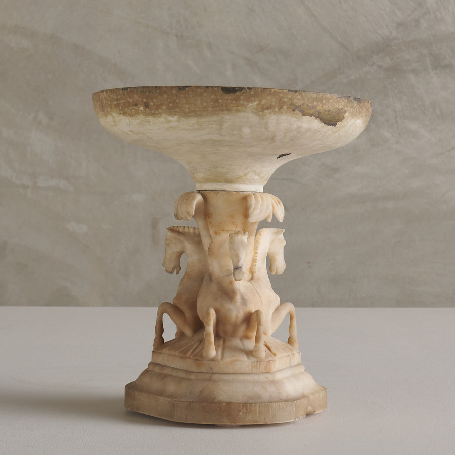 ALABASTER CLASSICAL HORSE GROUP PLANTER