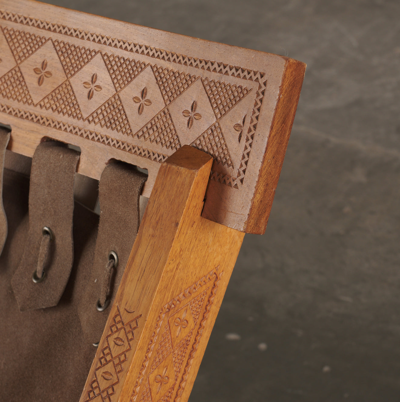 CARVED WOOD ZOOMORPHIC CAMPAIGN CHAIRS