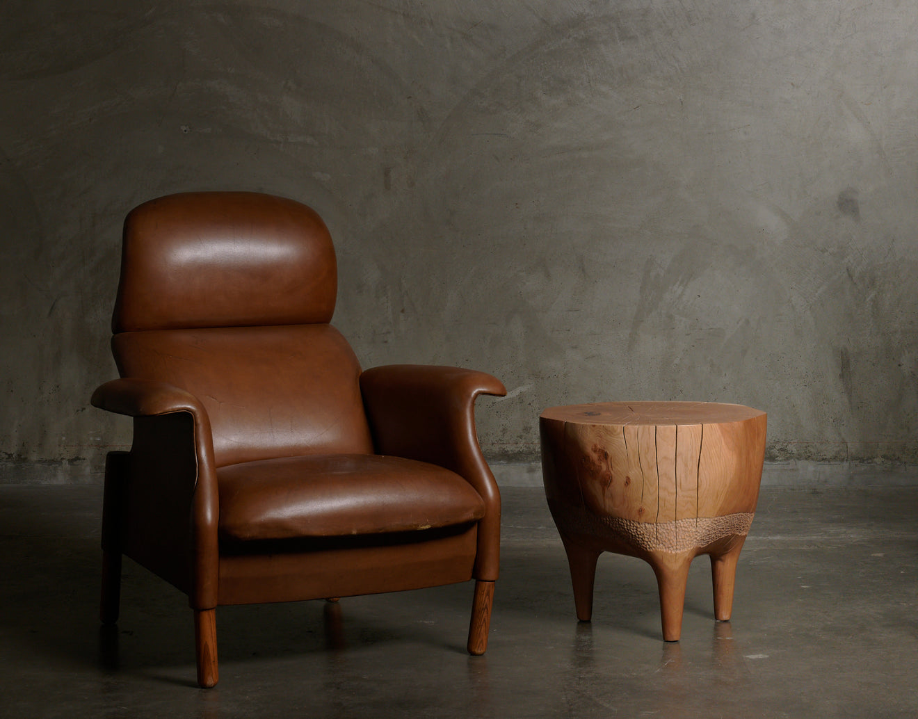 CHERRY TEXTURED SIDE TABLE BY IAN LOVE