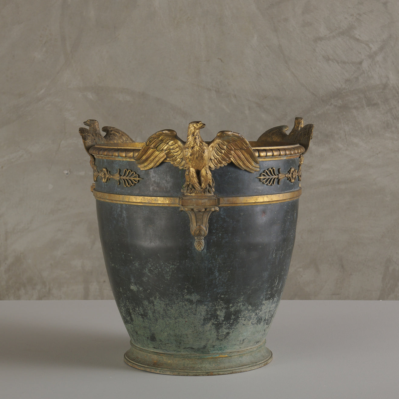 CHRISTOFLE & CIE PARCEL GILT PATINATED JARDINIERÈ, PARIS, 19th C
