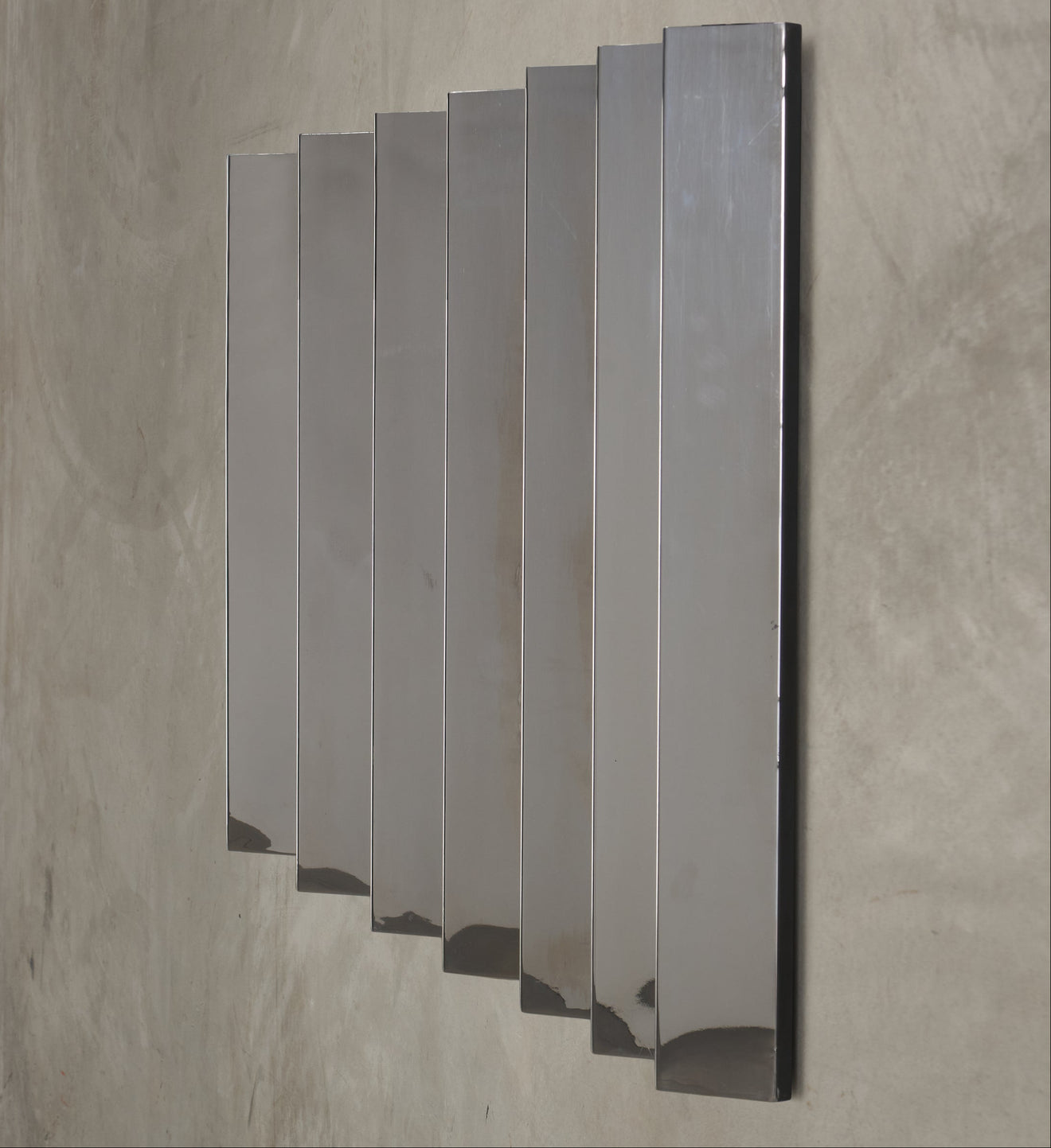 CHROMED METAL STEPPED WALL SCULPTURE, 20TH C