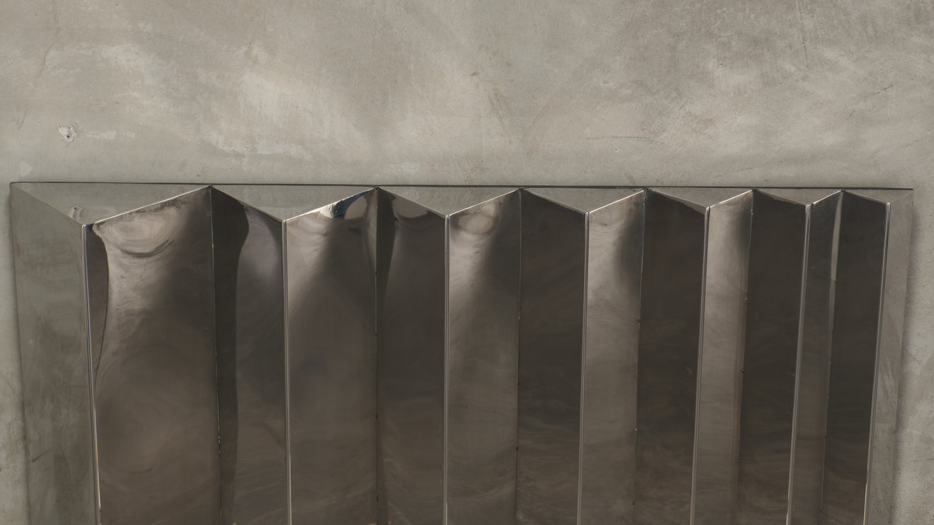 CHROMED METAL STEPPED WALL SCULPTURE, 20TH C