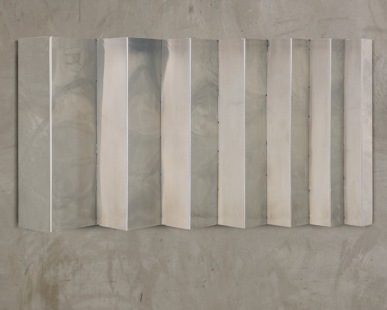 CHROMED METAL STEPPED WALL SCULPTURE, 20TH C