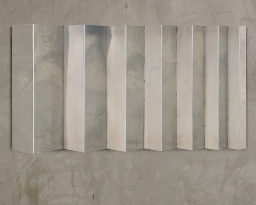 CHROMED METAL STEPPED WALL SCULPTURE, 20TH C