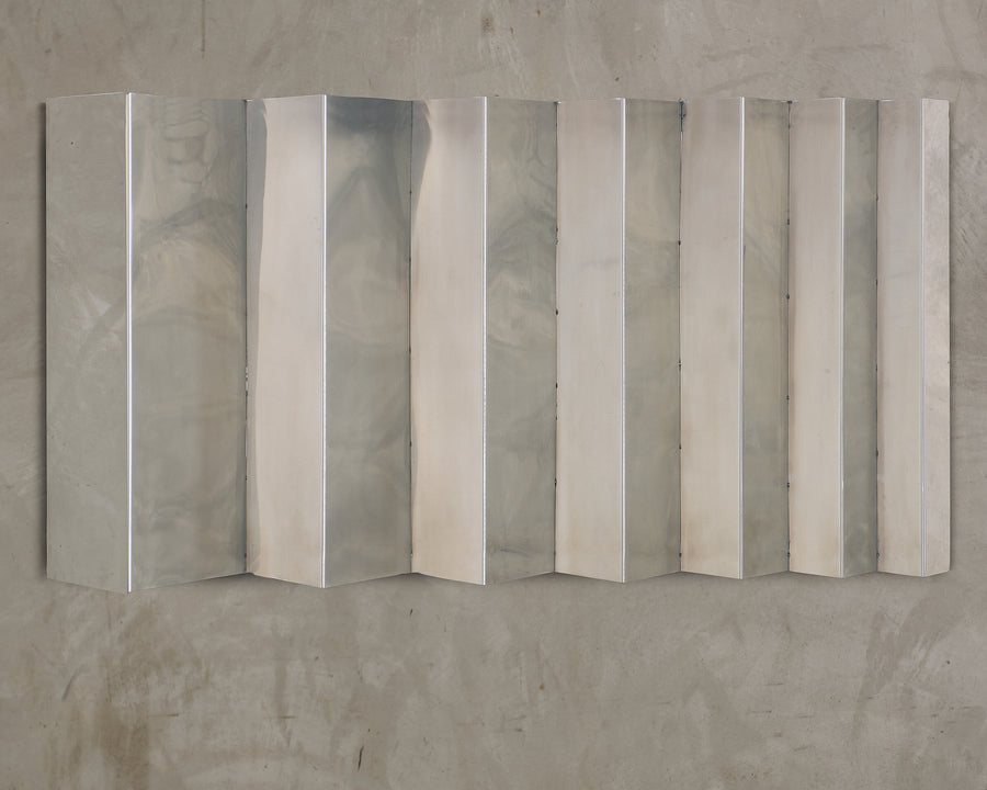 CHROMED METAL STEPPED WALL SCULPTURE, 20TH C