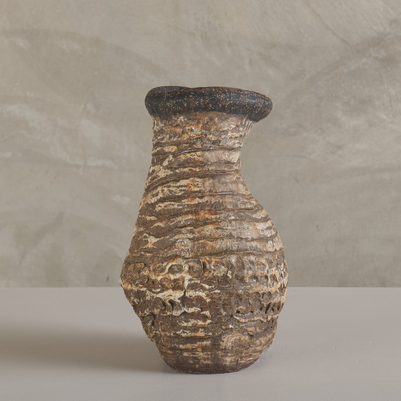 COILED BRUTALIST CLAY VESSEL, MID 20TH C