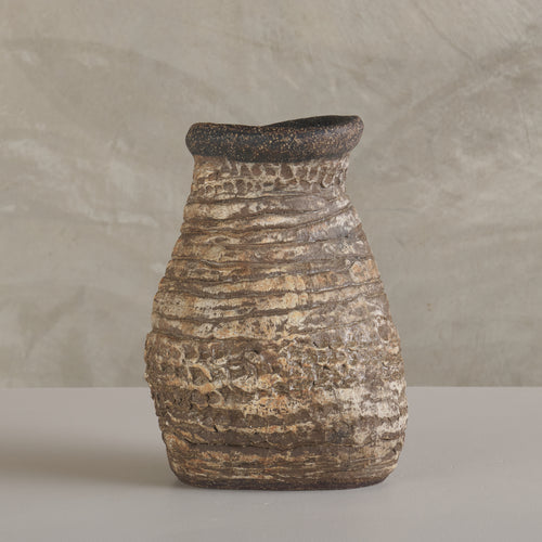 COILED BRUTALIST CLAY VESSEL, MID 20TH C