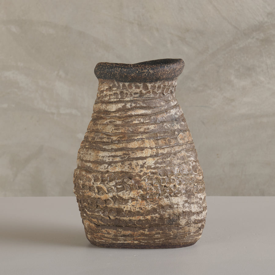 COILED BRUTALIST CLAY VESSEL, MID 20TH C