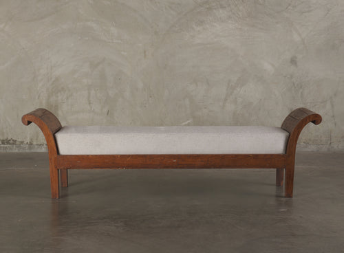 CONTINENTAL UPHOLSTERED BENCH, LATE 19TH C