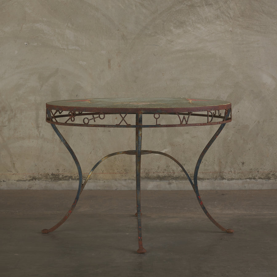 COWBOY PATIO TABLE WITH BRANDING IRONS AND STEER MOTIFS