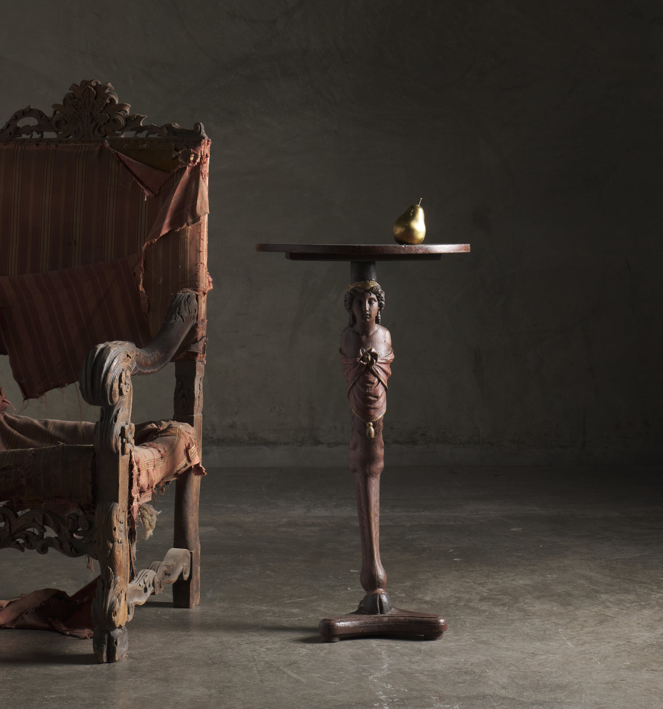 DANISH 18TH C FIGURE HEAD GUERIDON PEDESTAL TABLE