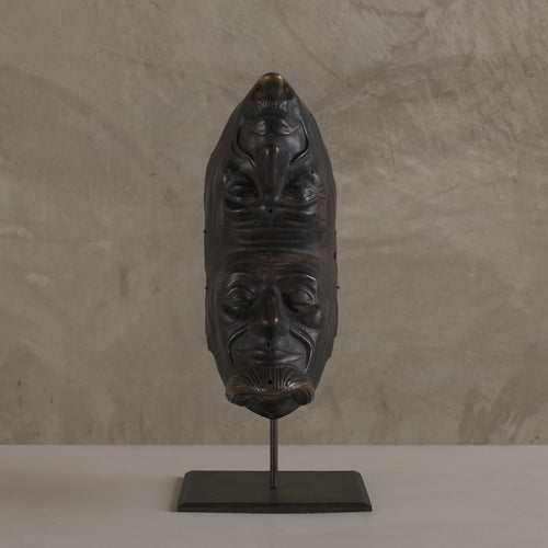 DOUBLE MASK BRONZE SCULPTURE, 20TH C