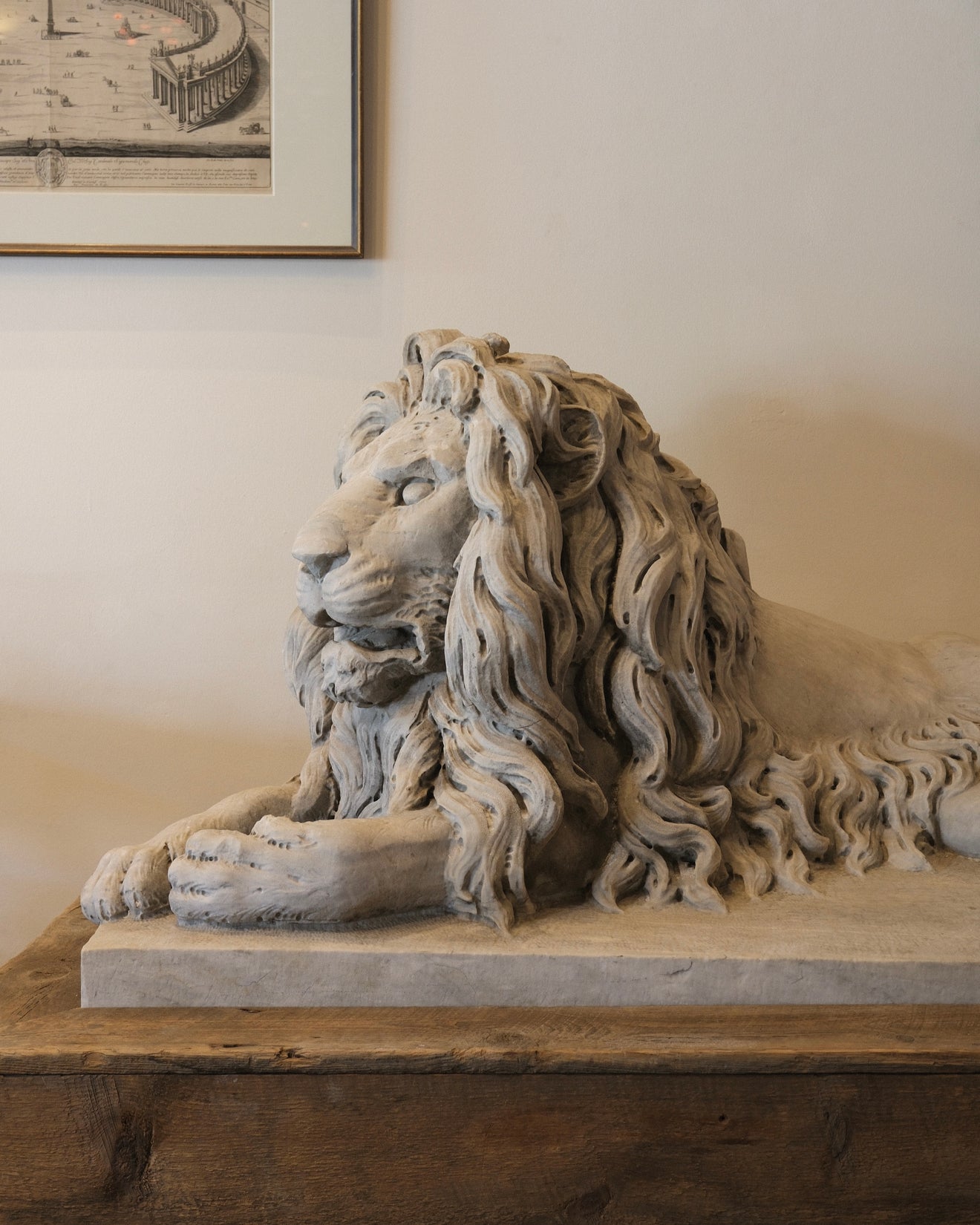 PAIR OF CARVED MARBLE RECUMBENT LIONS, c1890