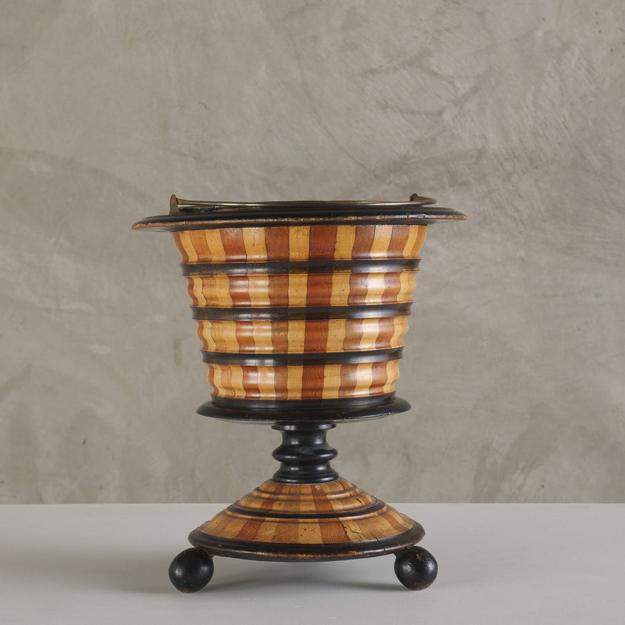 DUTCH PARCEL EBONIZED BUCKET WITH BRASS LINER, 19th C