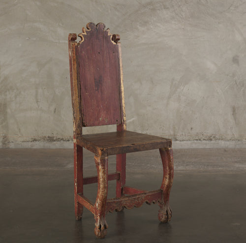 EARLY 19TH C MEXICAN/SPANISH POLYCHROMED CHAIR
