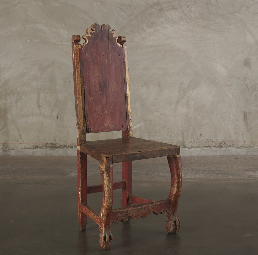 EARLY 19TH C MEXICAN/SPANISH POLYCHROMED CHAIR