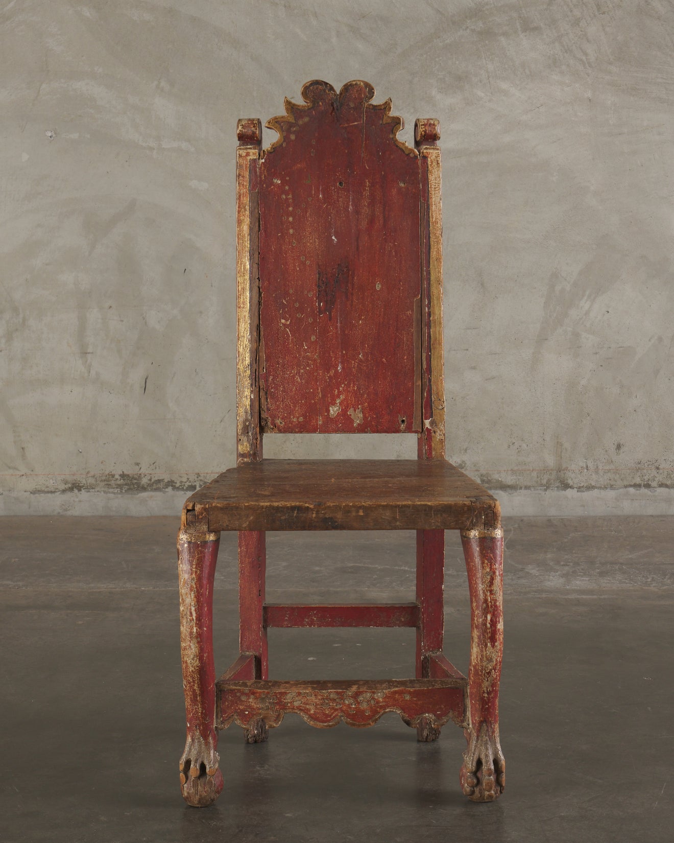 EARLY 19TH C MEXICAN/SPANISH POLYCHROMED CHAIR