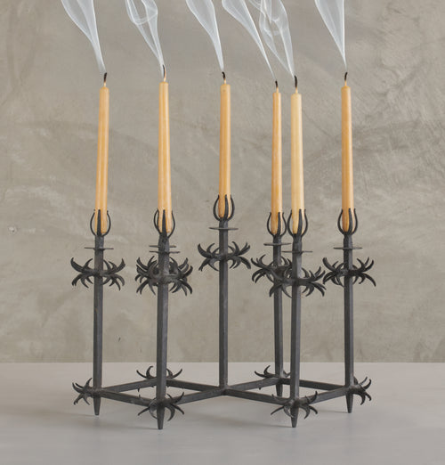 EARLY 20TH C WROUGHT IRON CANDLE HOLDER