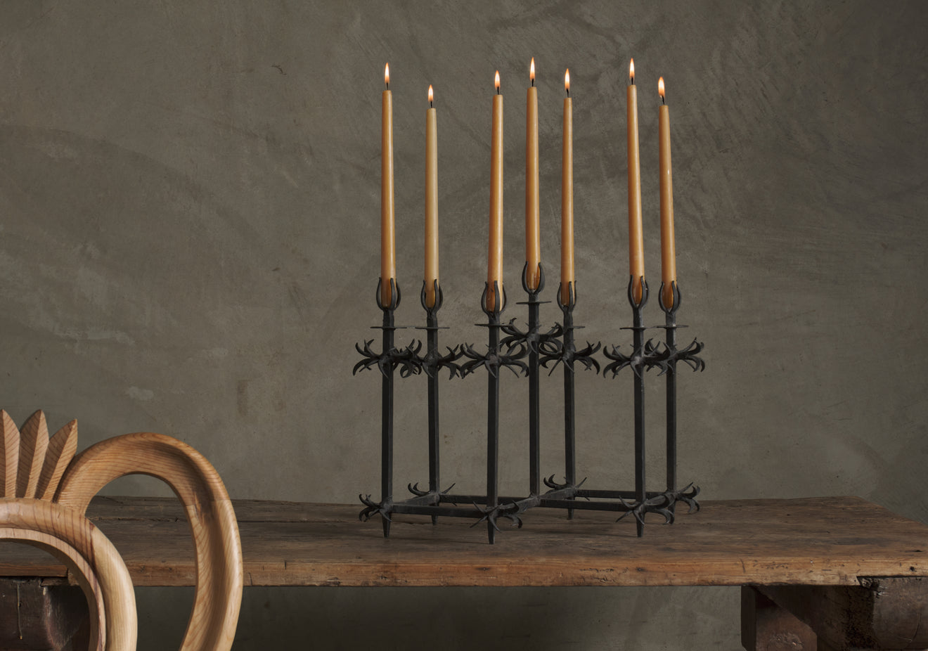 EARLY 20TH C WROUGHT IRON CANDLE HOLDER