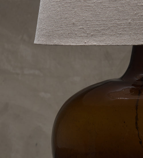 HANDBLOWN AMBER GLASS 'DAMA JUANA' MEZCAL BOTTLE TABLE LAMP