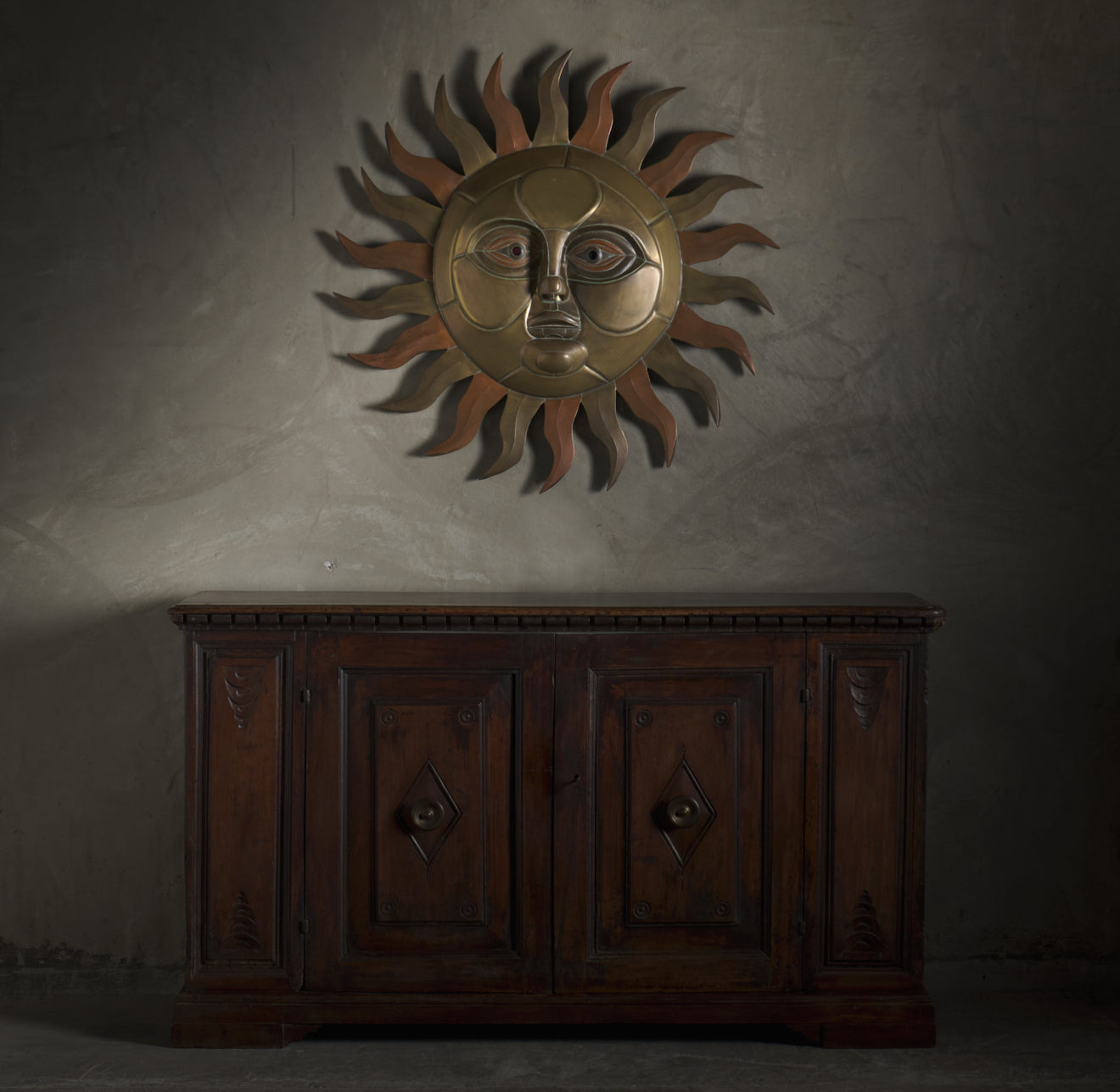 EARLY BUSTAMANTE COPPER AND BRASS SUN