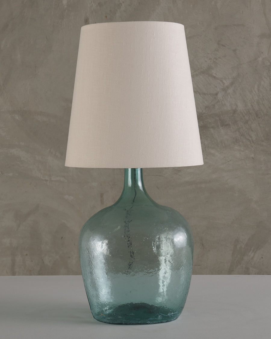 EARLY 20TH C HANDBLOWN, BLUE, 'DAMA JUANA' MEZCAL BOTTLE TABLE LAMP