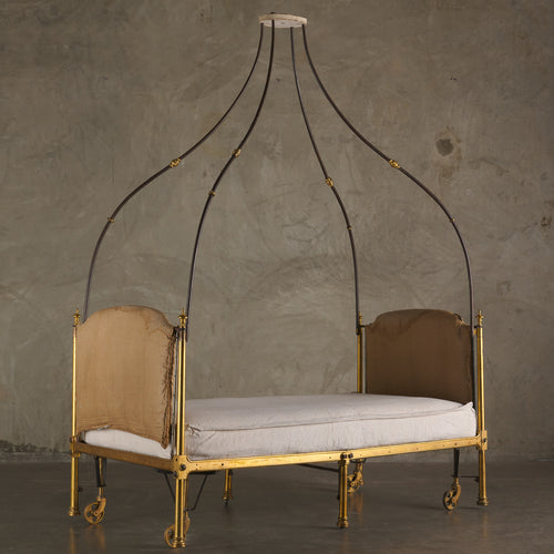 EMPIRE FOLDING LIT DE CAMP BED WITH CANOPY, POSSIBLY BY MARIE-JEAN DESOUCHES (1764-1828)