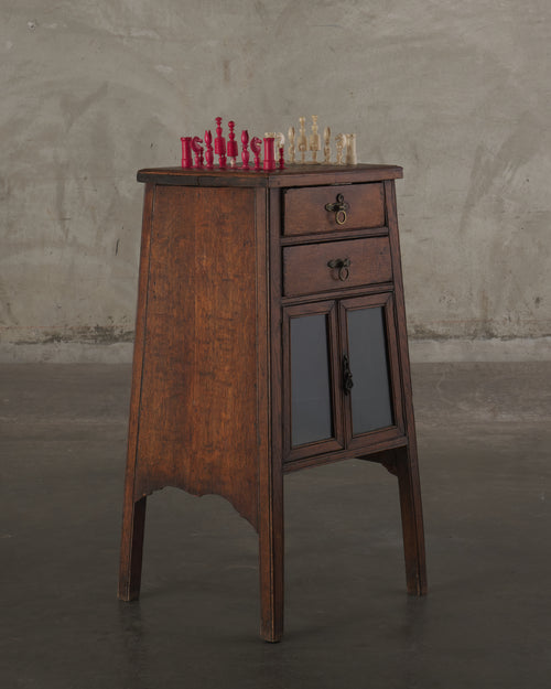 ENGLISH ARTS & CRAFTS OAK GAME CABINET, C1905