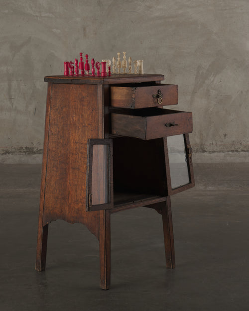 ENGLISH ARTS & CRAFTS OAK GAME CABINET, C1905
