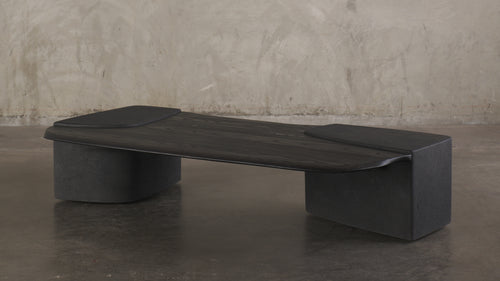 ERNESTO AZCARATE BASALT AND WOOD COFFEE TABLE