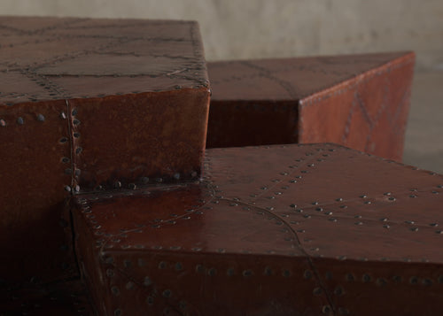 FORTEZZA TABLE IN LEATHER PATCH WORK BY MIKE DIAZ