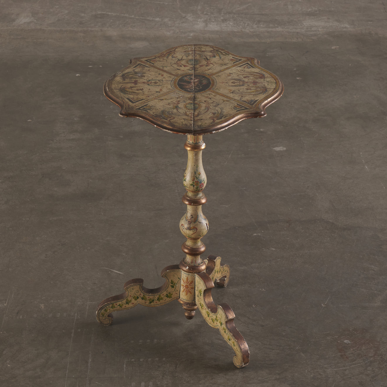 FRENCH PAINTED PEDESTAL TABLE, 19TH C