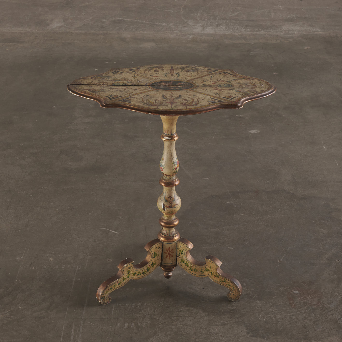 FRENCH PAINTED PEDESTAL TABLE, 19TH C