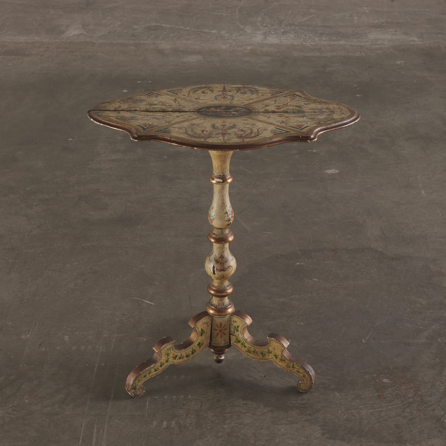 FRENCH PAINTED PEDESTAL TABLE, 19TH C
