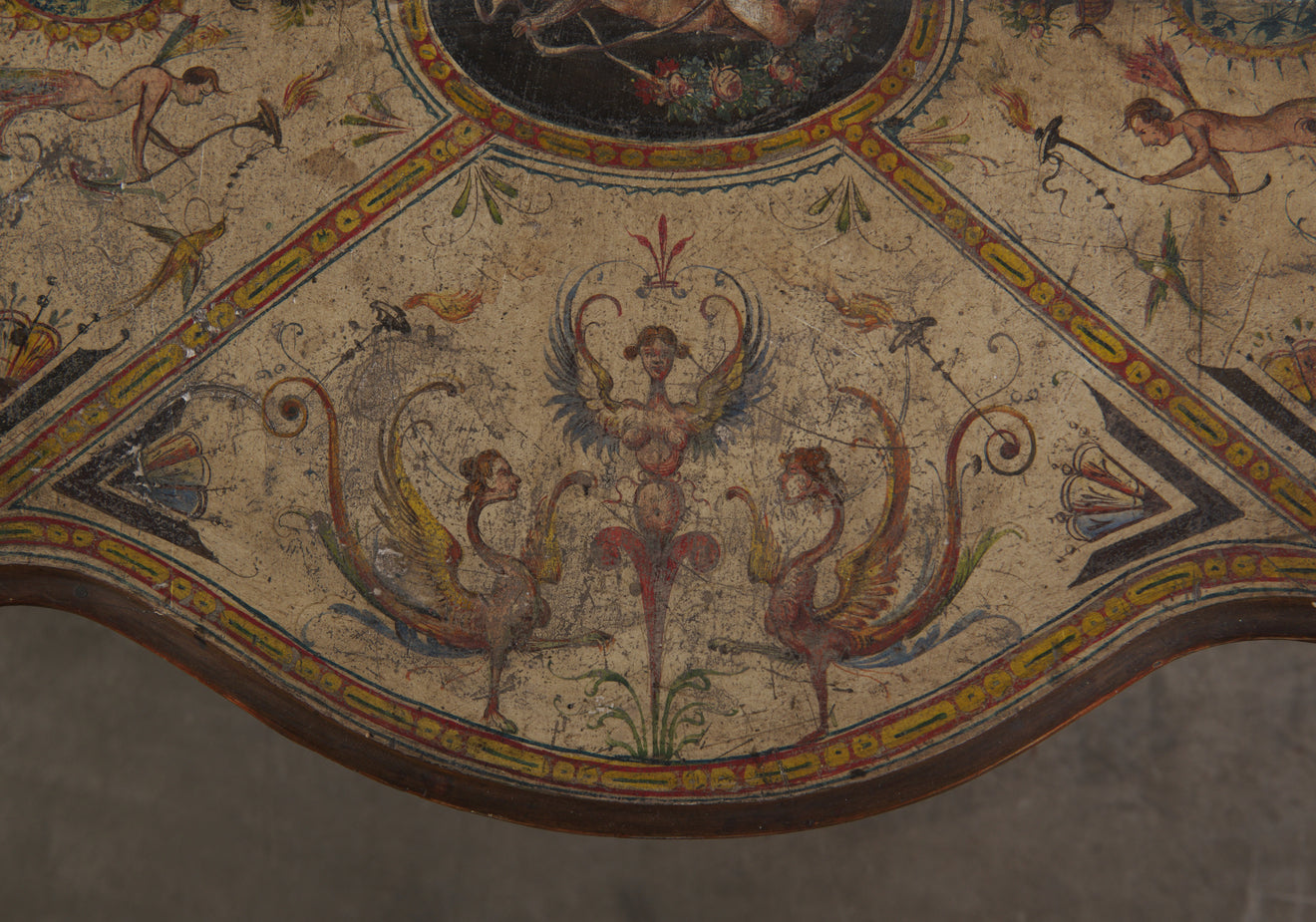 FRENCH PAINTED PEDESTAL TABLE, 19TH C