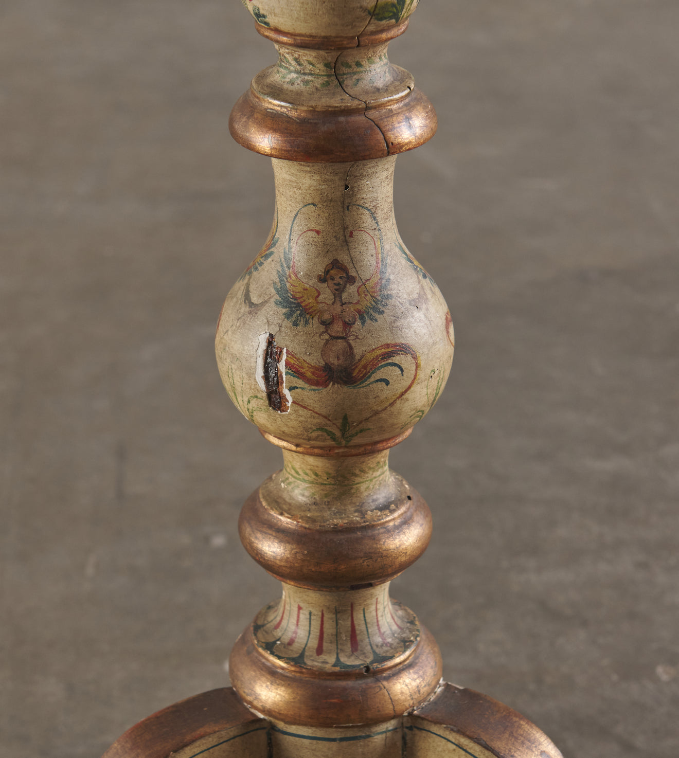 FRENCH PAINTED PEDESTAL TABLE, 19TH C