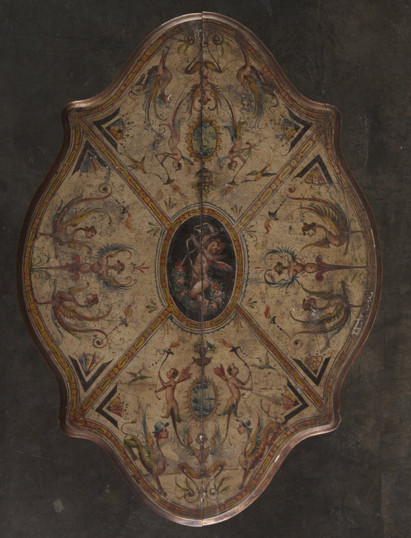 FRENCH PAINTED PEDESTAL TABLE, 19TH C