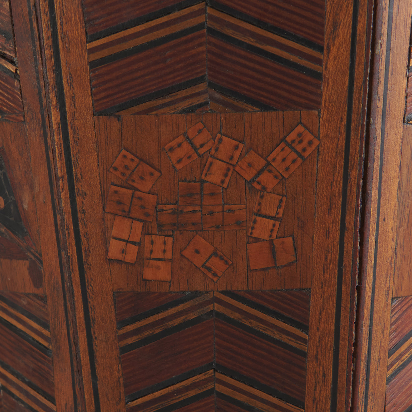 GAMES OF CHANCE MARQUETRY CACHEPOT, 19th C